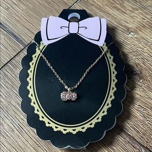 HELLO KITTY-Imported (NWT) Crystal Bow Gold Tone Necklace
